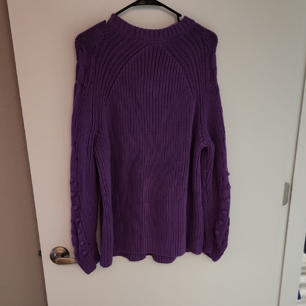 Lane Bryant Purple Cable Knit Crew Neck Sweater - Picture 3 of 3